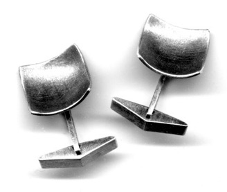 JESTER $105-sterling silver cufflinks with swiveling concave squares and mizzy surface texture (2/3" squares)